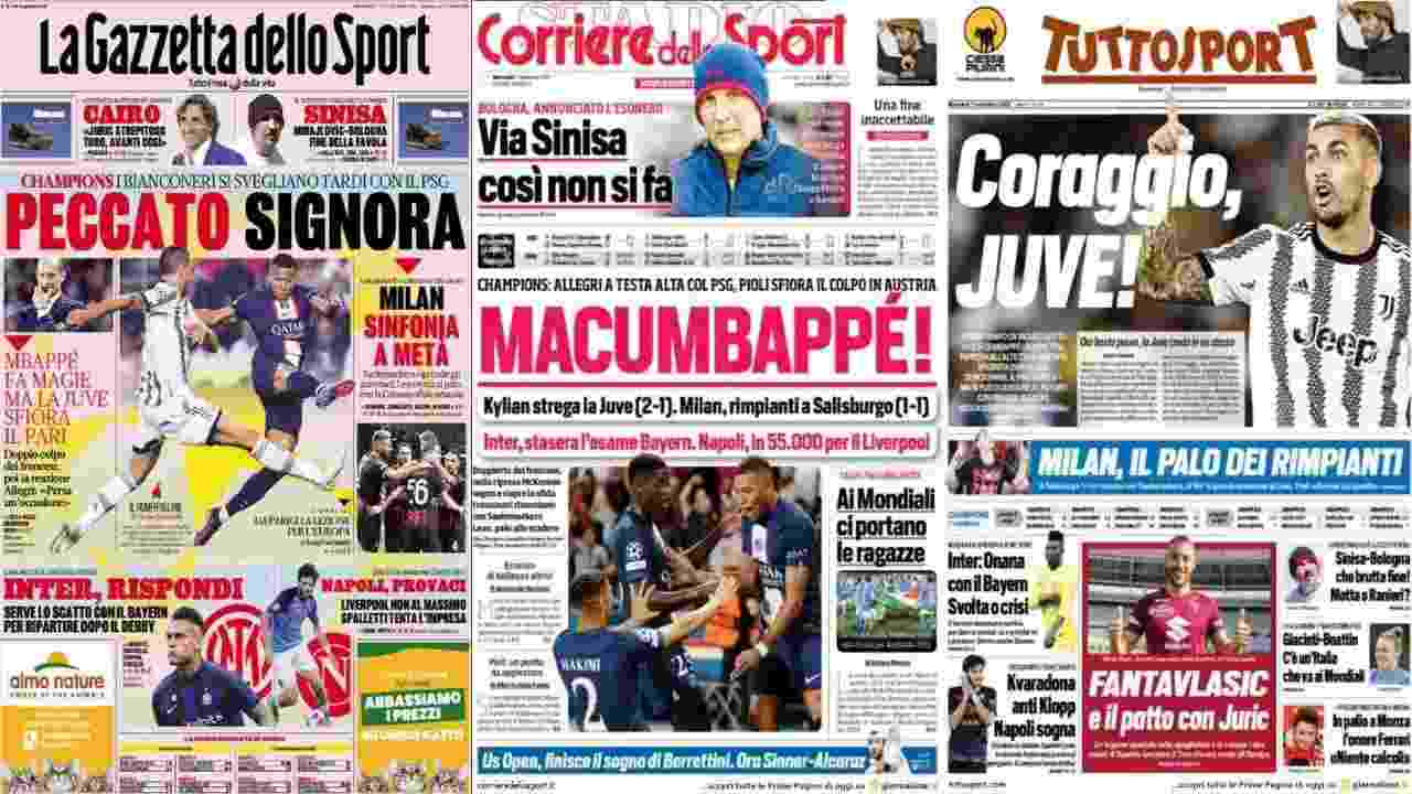 Rassegna Stampa, le prime pagine dei quotidiani sportivi del 7 settembre