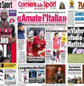 Rassegna Stampa, le prime pagine dei quotidiani sportivi del 26 settembre