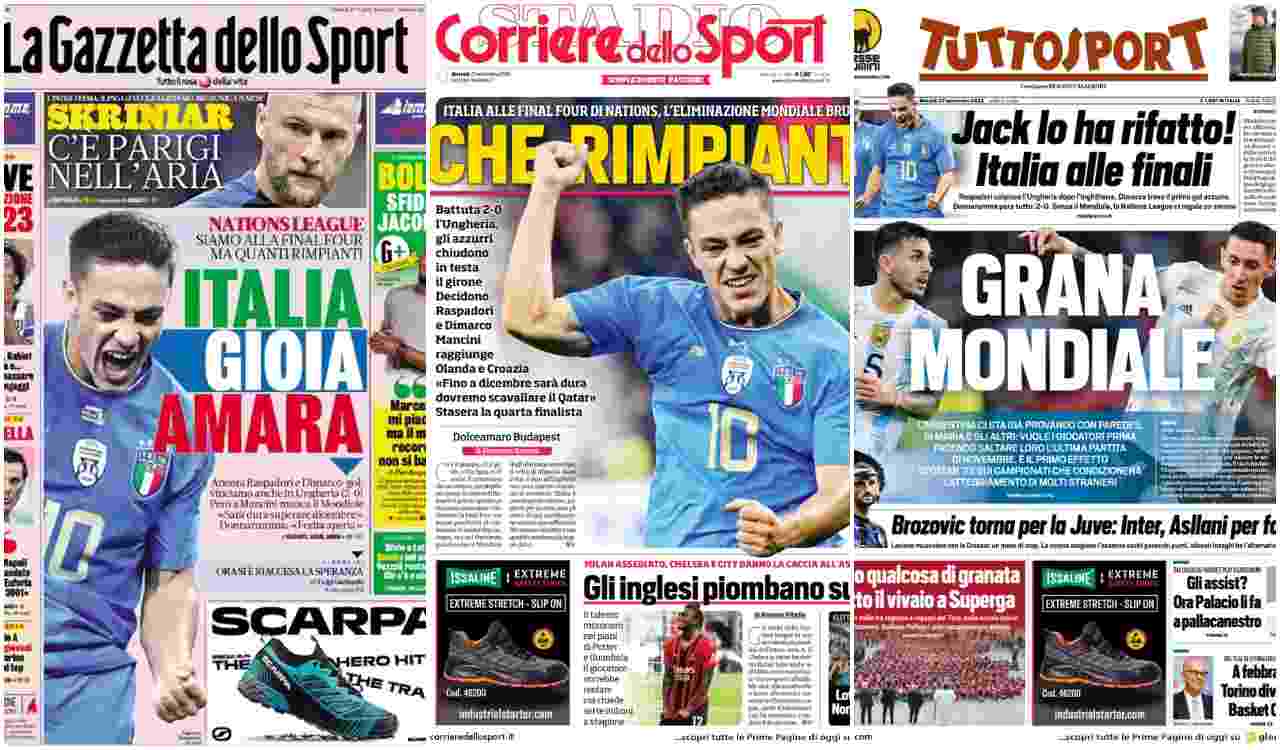 Rassegna Stampa, le prime pagine dei quotidiani sportivi del 27 settembre
