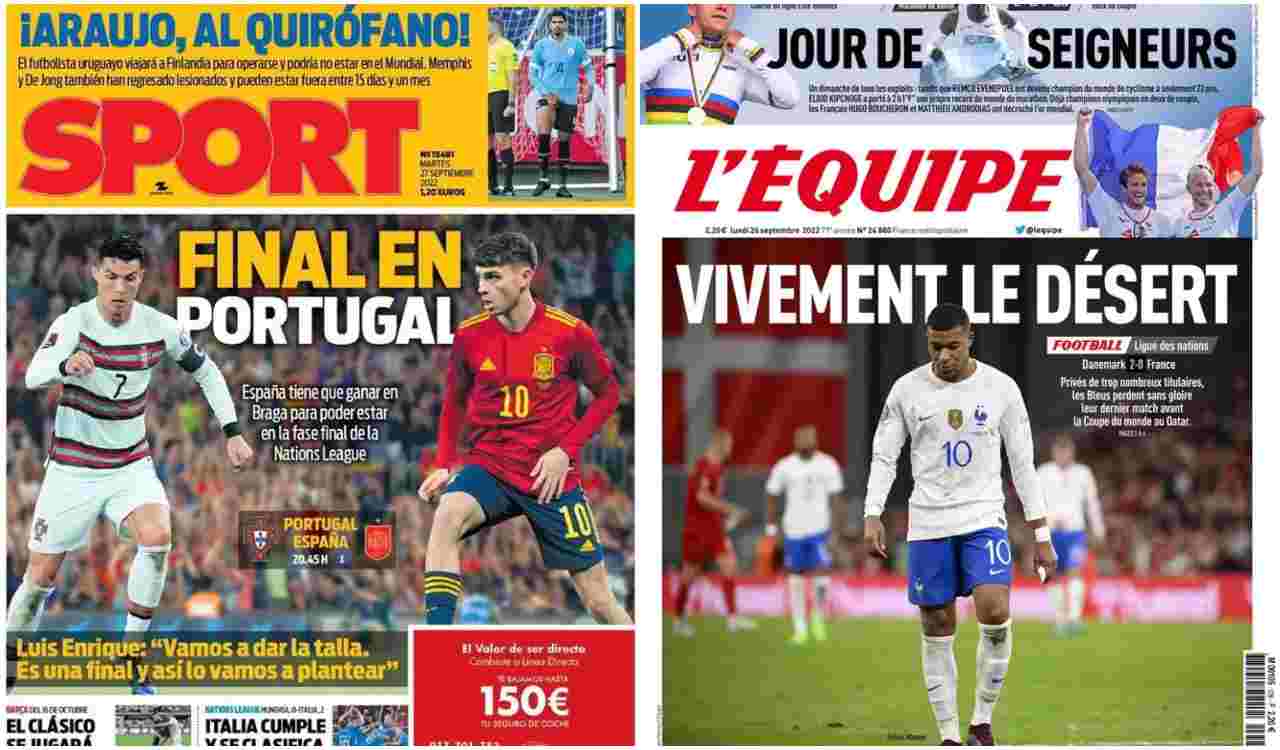 Rassegna Stampa martedì 27 settembre, le prime pagine dei quotidiani sportivi esteri