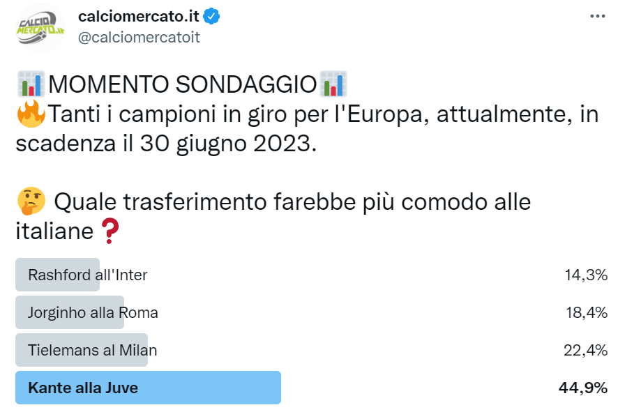 Juve, Kanté si libera gratis: scelto il colpo per Allegri