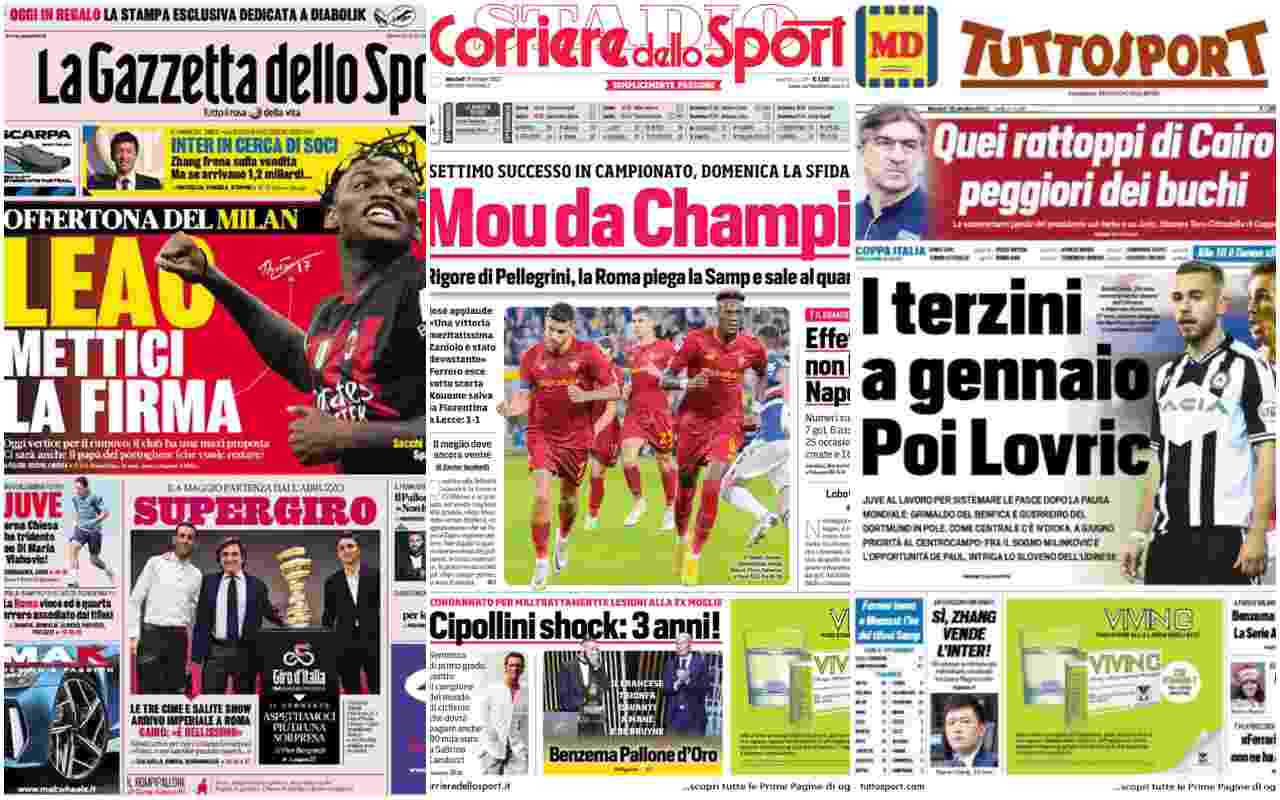Rassegna Stampa, le prime pagine dei quotidiani sportivi del 18 ottobre