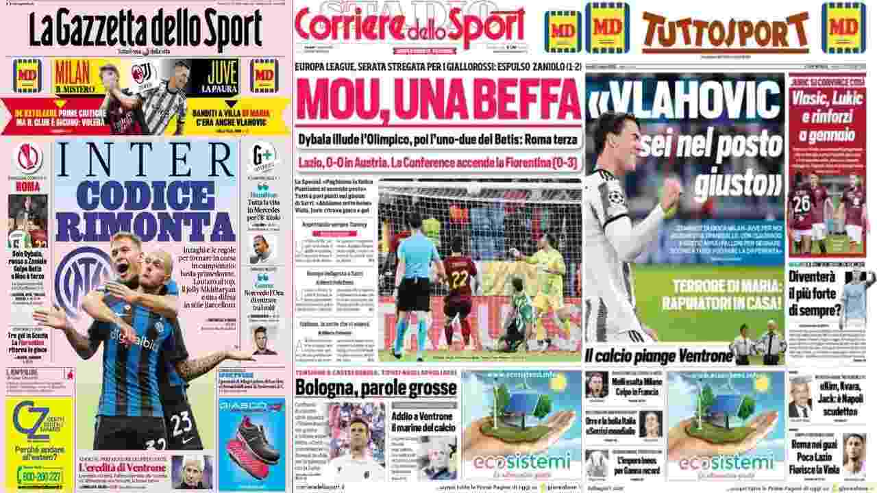 Rassegna Stampa, le prime pagine dei quotidiani sportivi del 7 ottobre