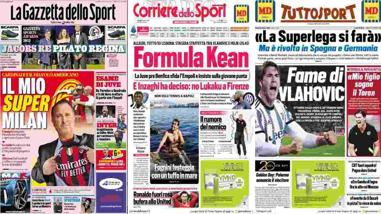 Rassegna Stampa, le prime pagine dei quotidiani sportivi del 21 ottobre