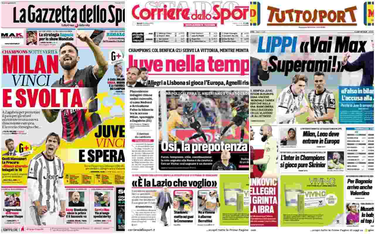 Rassegna Stampa, le prime pagine dei quotidiani sportivi del 25 ottobre