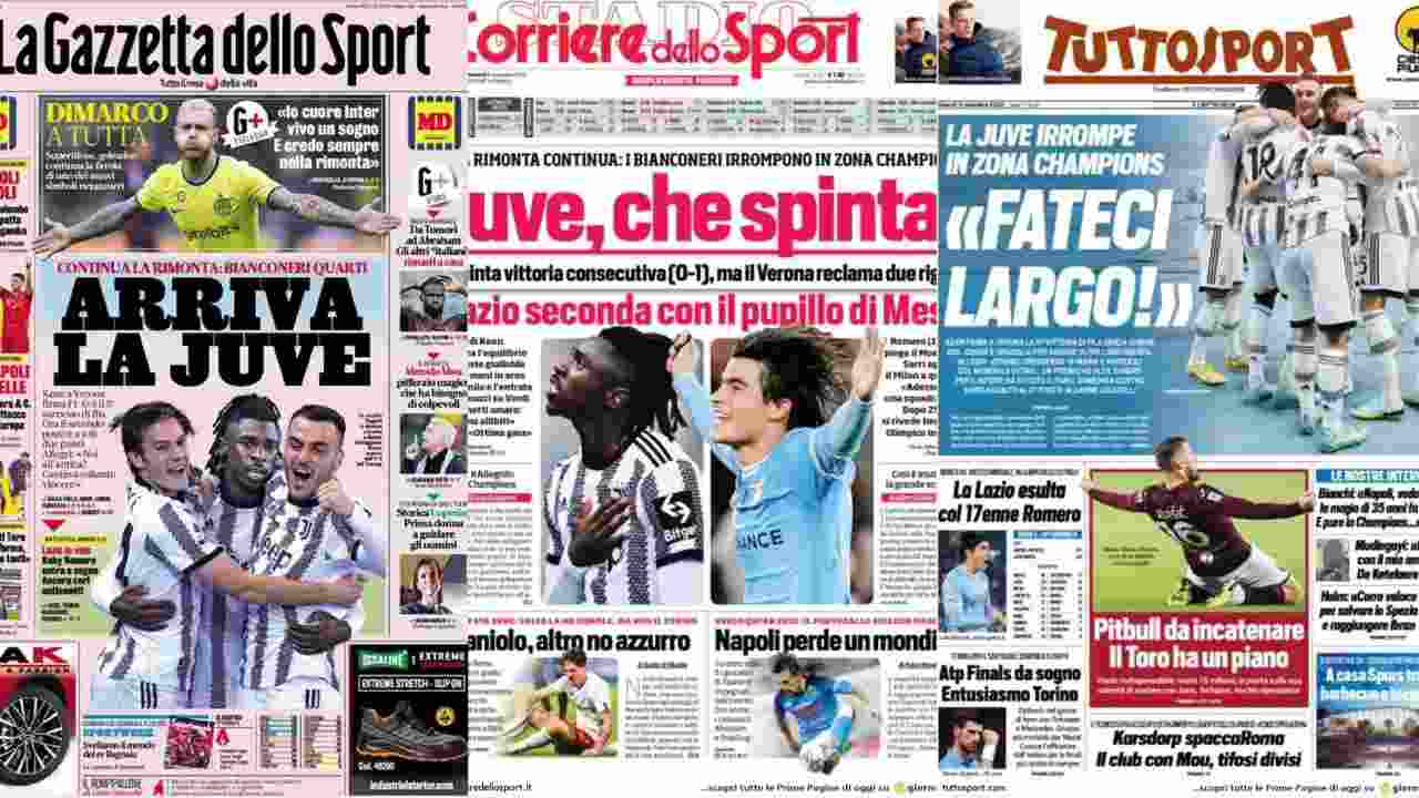 Rassegna Stampa, le prime pagine dei quotidiani sportivi dell'11 novembre