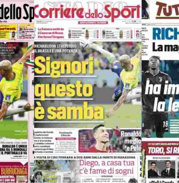 Rassegna Stampa, le prime pagine dei quotidiani sportivi del 25 novembre