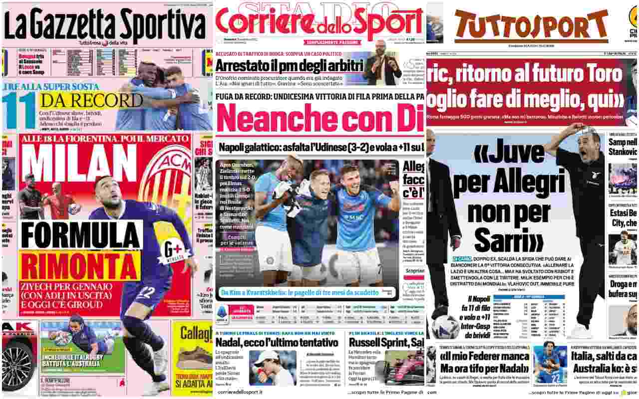 Rassegna Stampa, le prime pagine dei quotidiani sportivi del 13 novembre