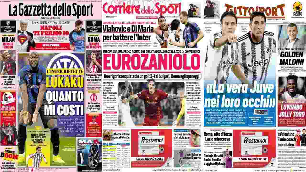 Rassegna Stampa, le prime pagine dei quotidiani sportivi del 4 novembre