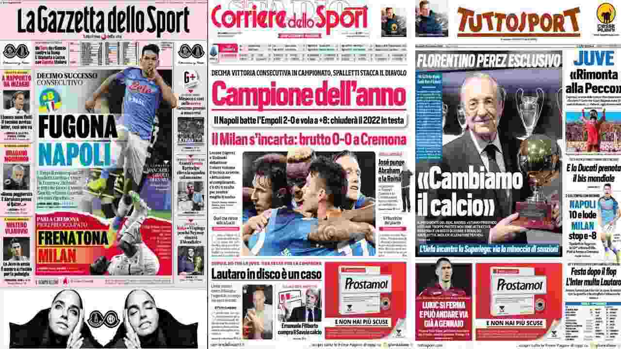 Rassegna Stampa, le prime pagine dei quotidiani sportivi del 9 novembre