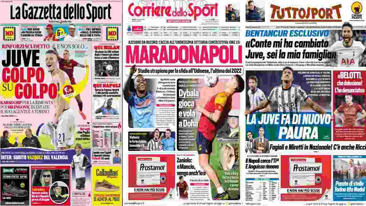 Rassegna Stampa, le prime pagine dei quotidiani sportivi del 12 novembre