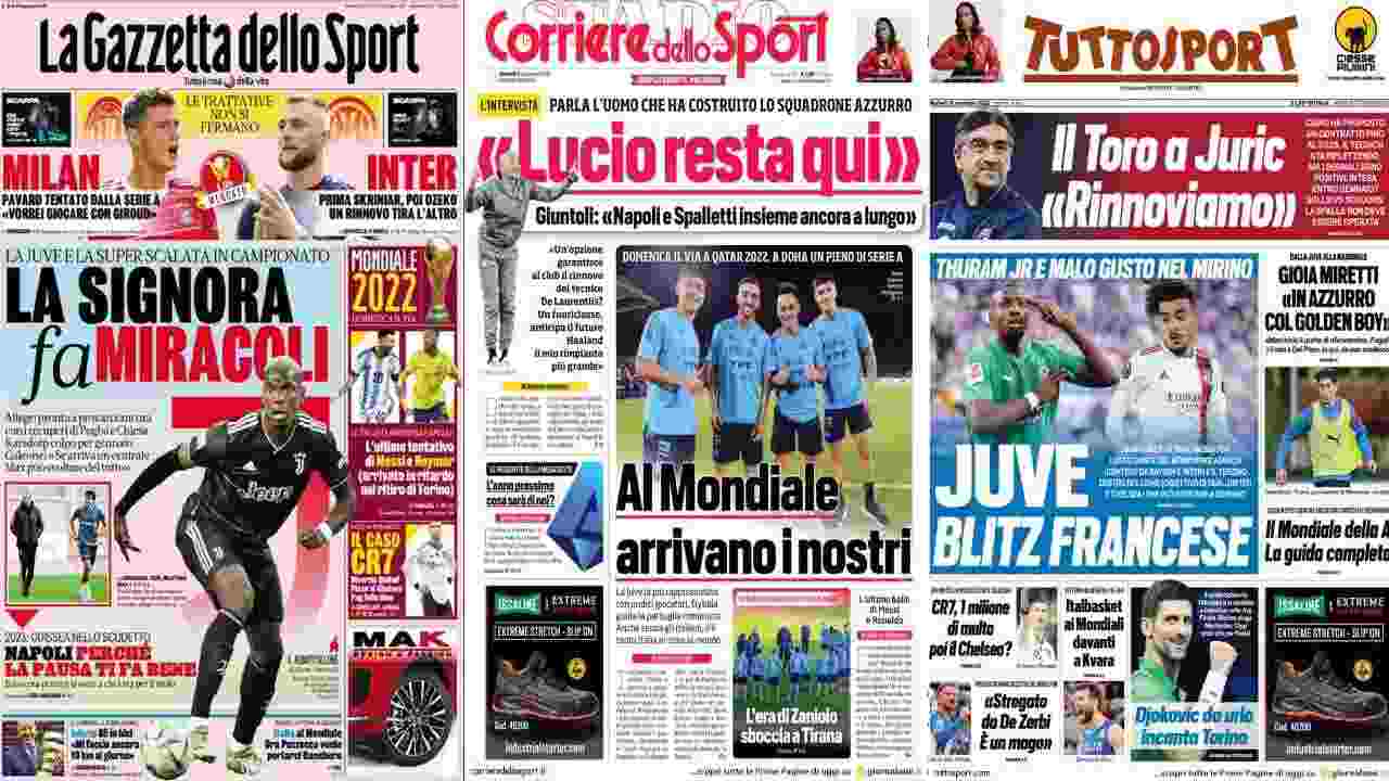 Rassegna Stampa, le prime pagine dei quotidiani sportivi del 15 novembre