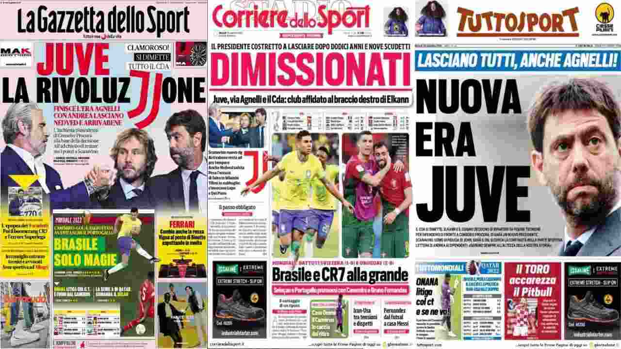 Rassegna Stampa, le prime pagine dei quotidiani sportivi del 29 novembre