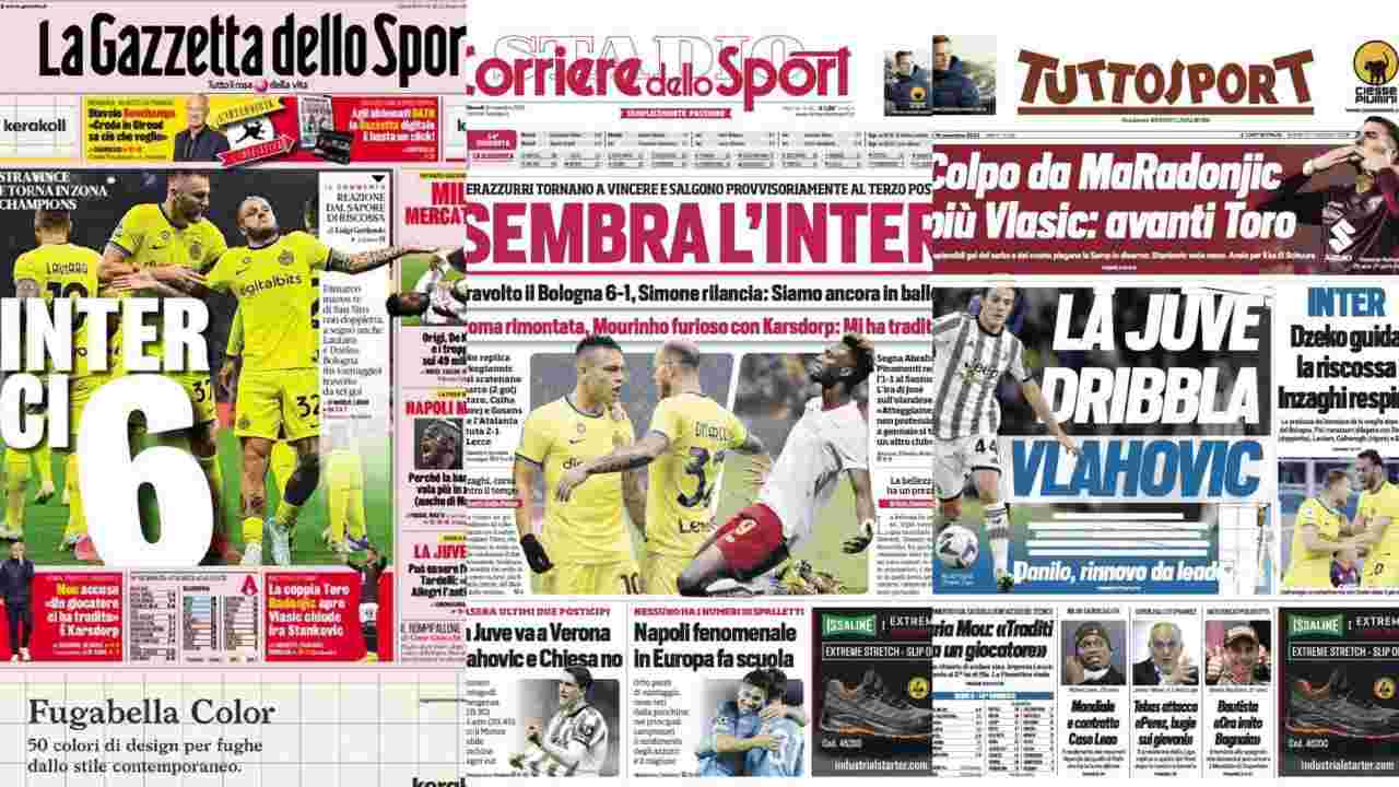Rassegna Stampa, le prime pagine dei quotidiani sportivi del 10 novembre