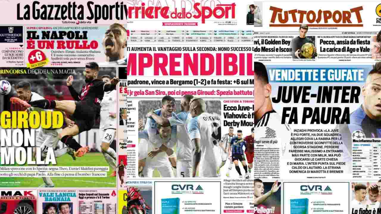 Rassegna Stampa, le prime pagine dei quotidiani sportivi del 6 novembre