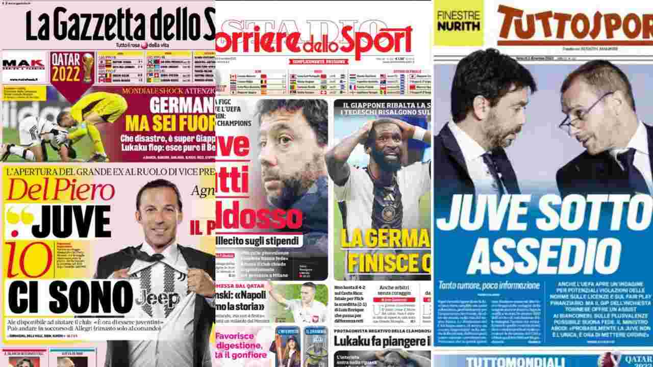 Rassegna Stampa, le prime pagine dei quotidiani sportivi del 2 dicembre