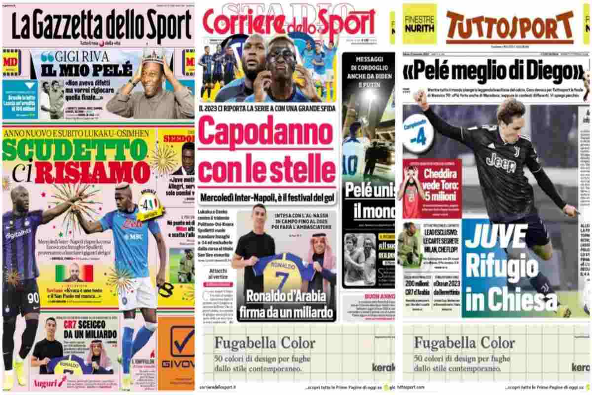 Rassegna Stampa, le prime pagine dei quotidiani sportivi del 31 dicembre