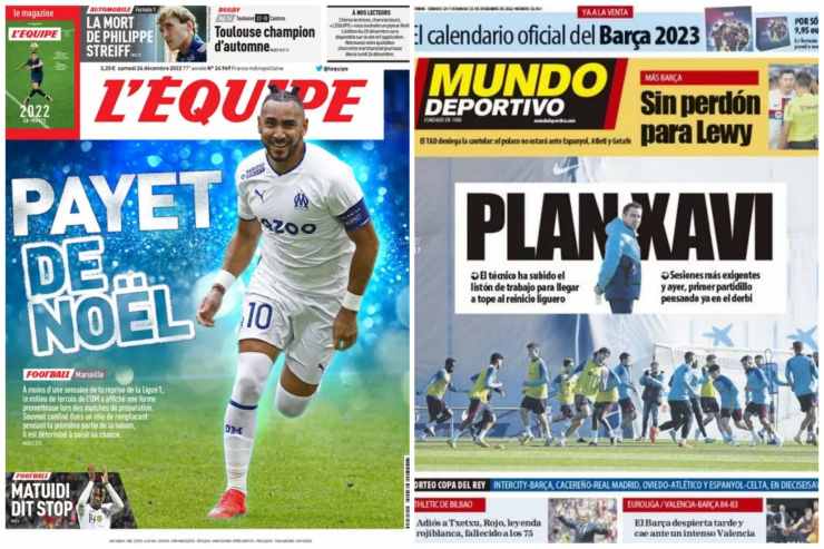 Rassegna Stampa, le prime pagine dei quotidiani sportivi del 24 dicembre