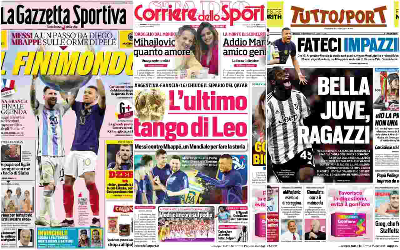 Rassegna Stampa, le prime pagine dei quotidiani sportivi del 18 dicembre