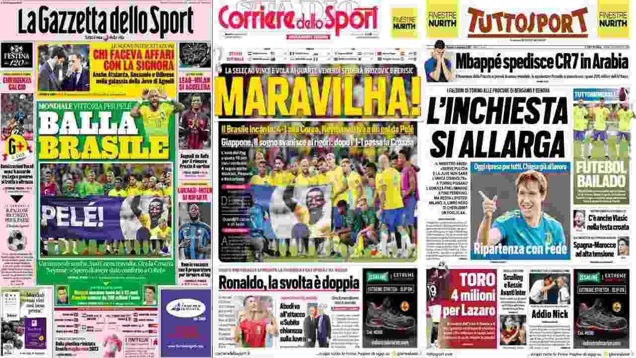 Rassegna Stampa, le prime pagine dei quotidiani sportivi del 6 dicembre