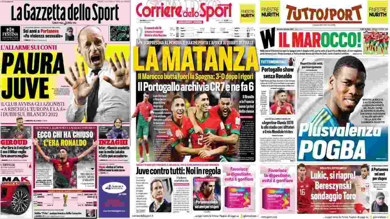 Rassegna Stampa, le prime pagine dei quotidiani sportivi del 7 dicembre