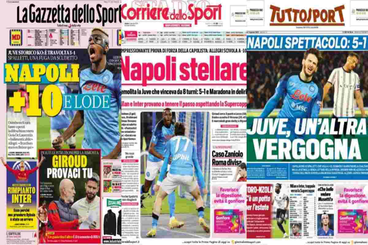 Da La Gazzetta dello Sport, al Corriere dello Sport e Tuttosport: ecco i titoli principali sulle prime pagine dei quotidiani sportivi italiani ed esteri di oggi, venerdì 14 gennaio 2023