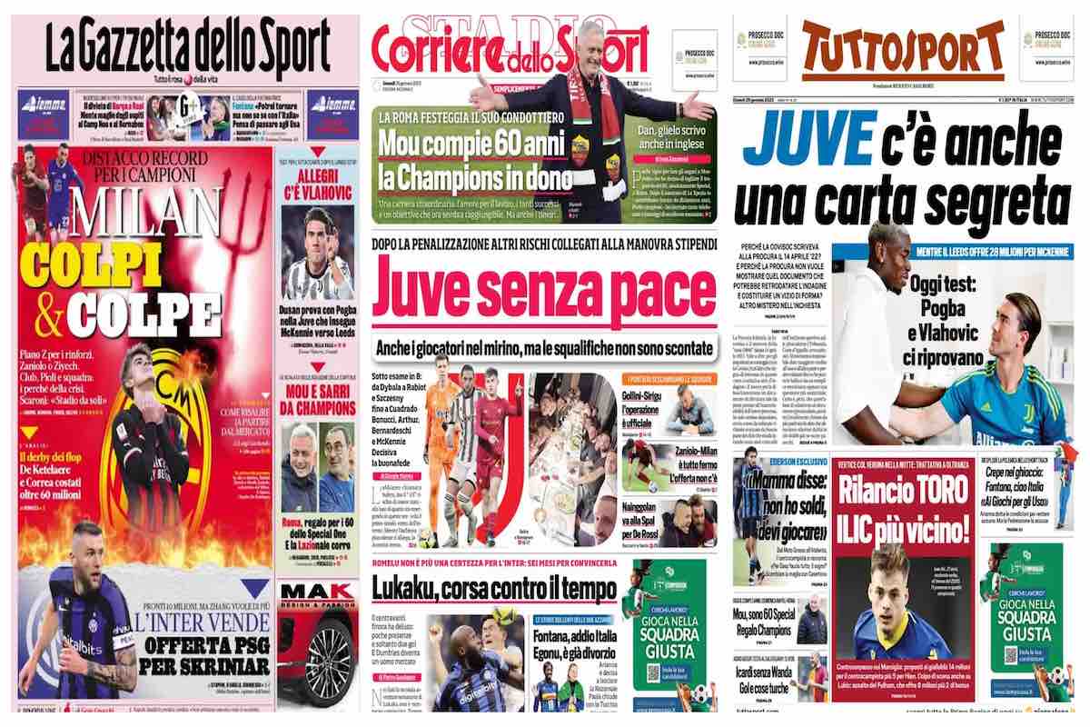 Quotidiani Sportivi, le prime pagine