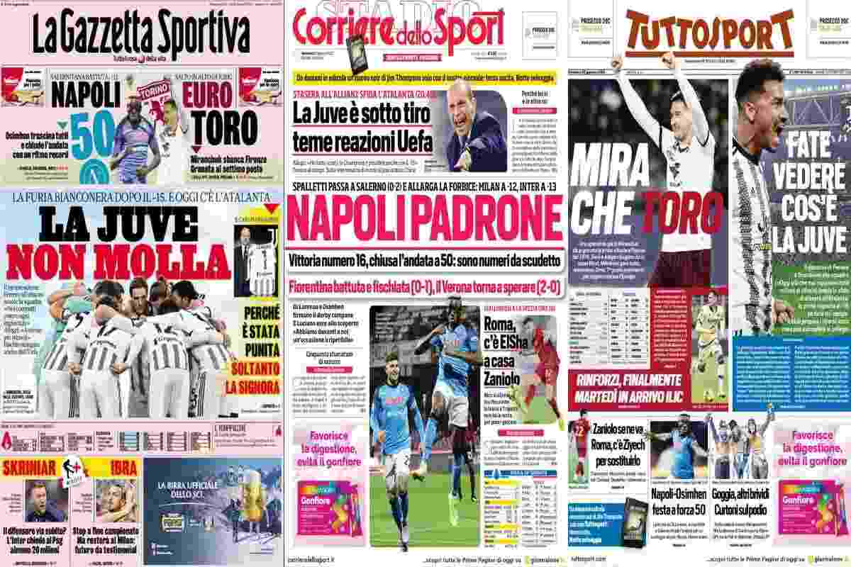 Rassegna stampa, le prime pagine dei quotidiani sportivi del 22 gennaio