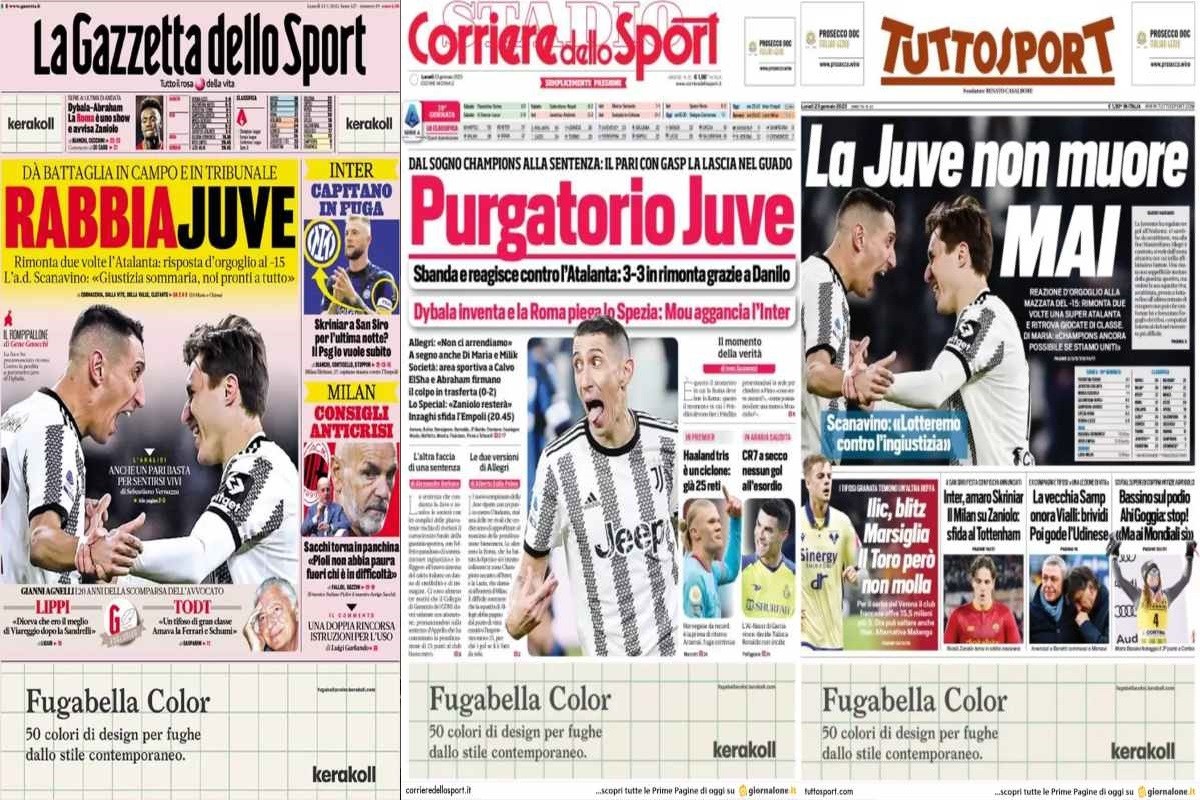 Rassegna stampa, le prime pagine dei quotidiani sportivi del 23 gennaio