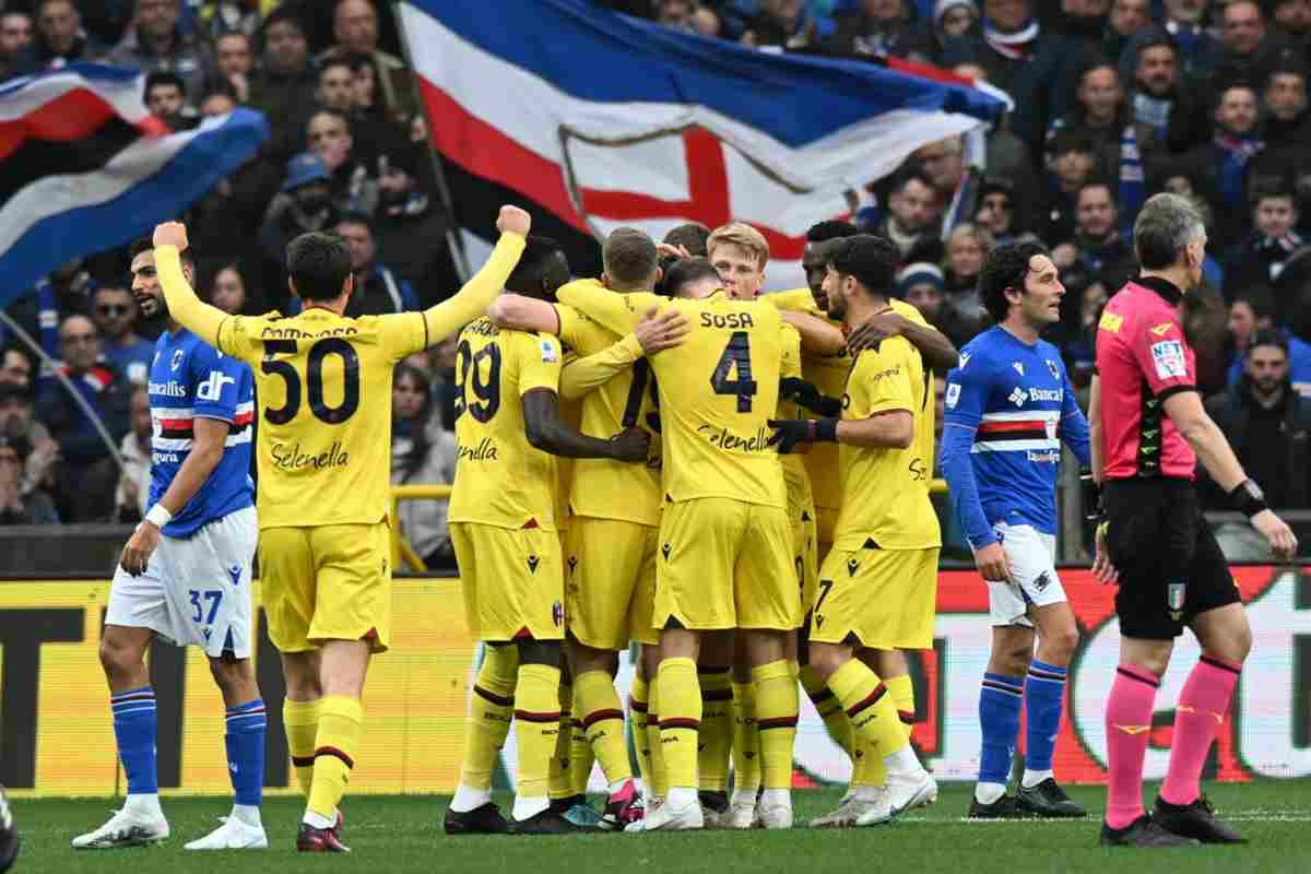 Sampdoria Bologna 1-2, tabellino e classifica serie a