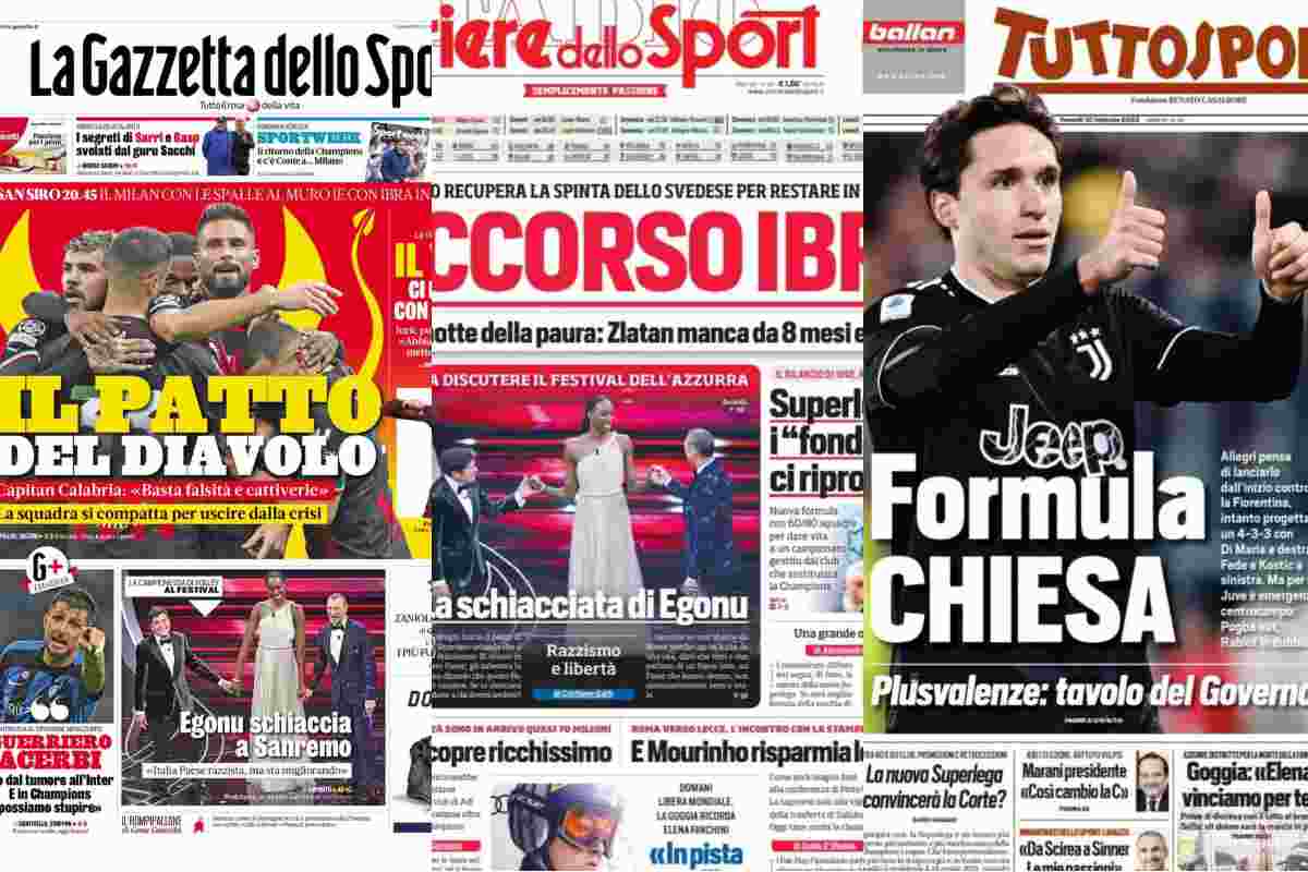 Rassegna stampa: prime pagine venerdì 10 febbraio 2023