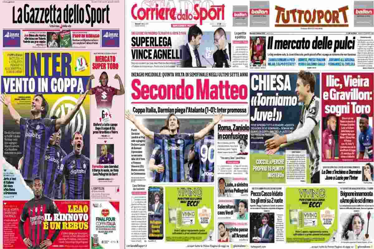 Rassegna stampa, le prime pagine dei quotidiani sportivi del 1 febbraio