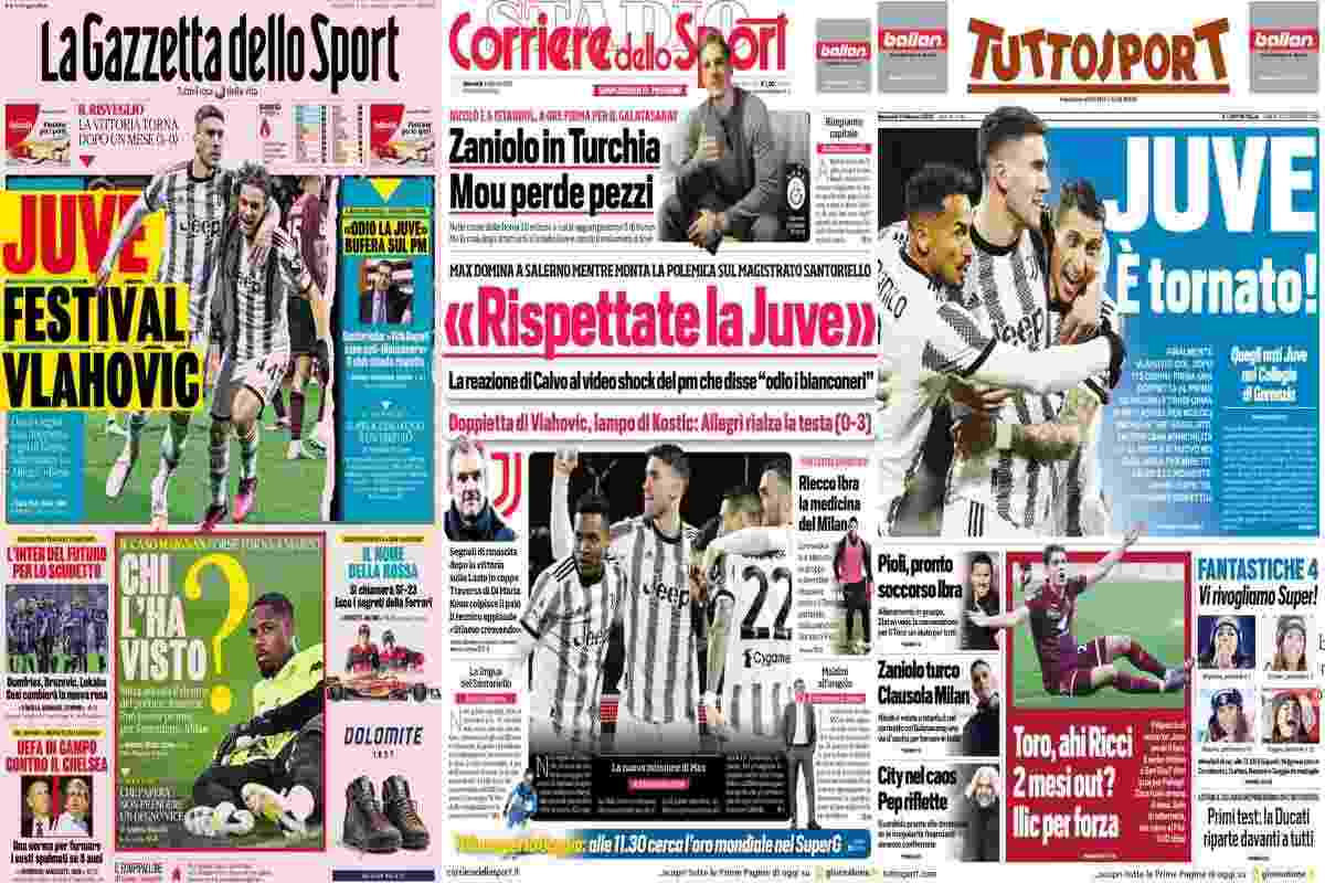 Rassegna stampa, le prime pagine dei quotidiani sportivi del 8 febbraio