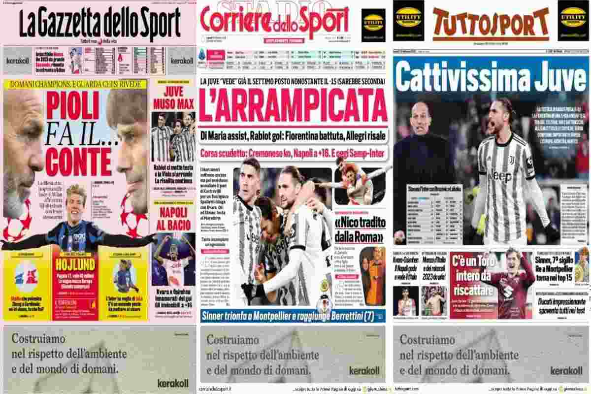 Rassegna stampa, le prime pagine dei quotidiani sportivi del 13 febbraio