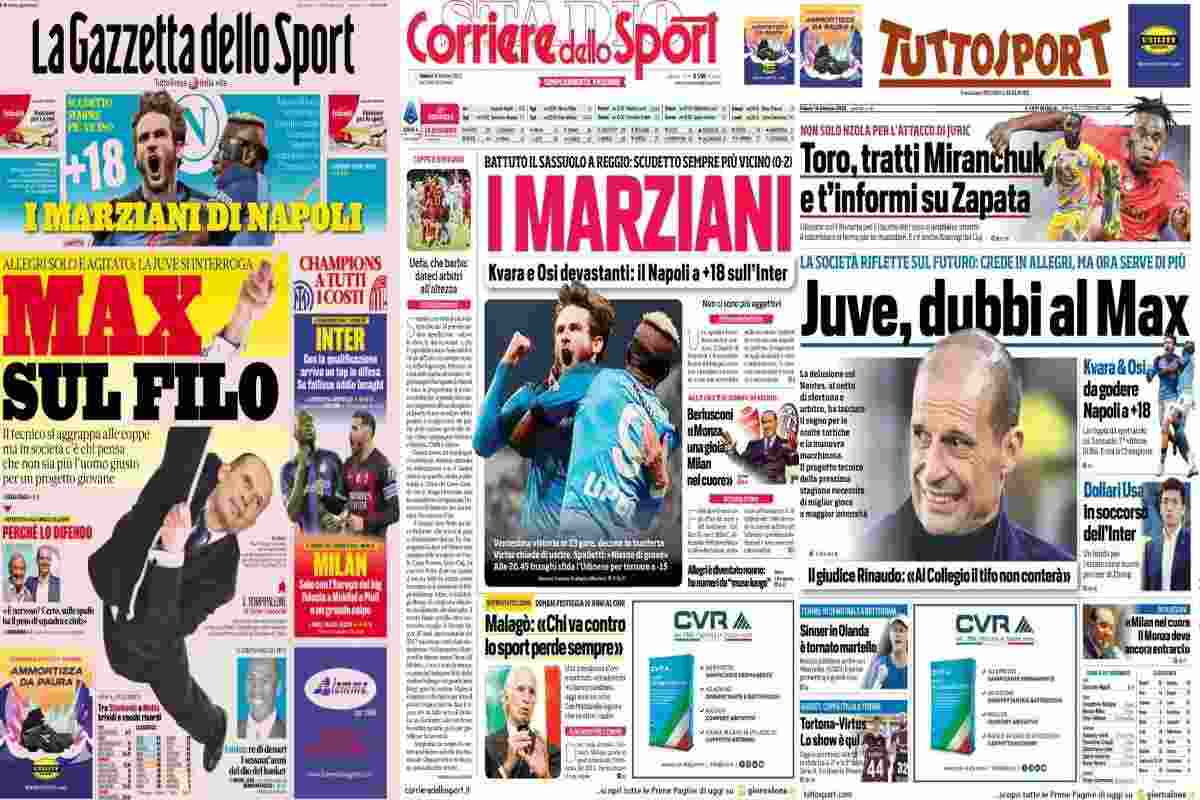 Rassegna stampa, le prime pagine dei quotidiani sportivi del 18 febbraio