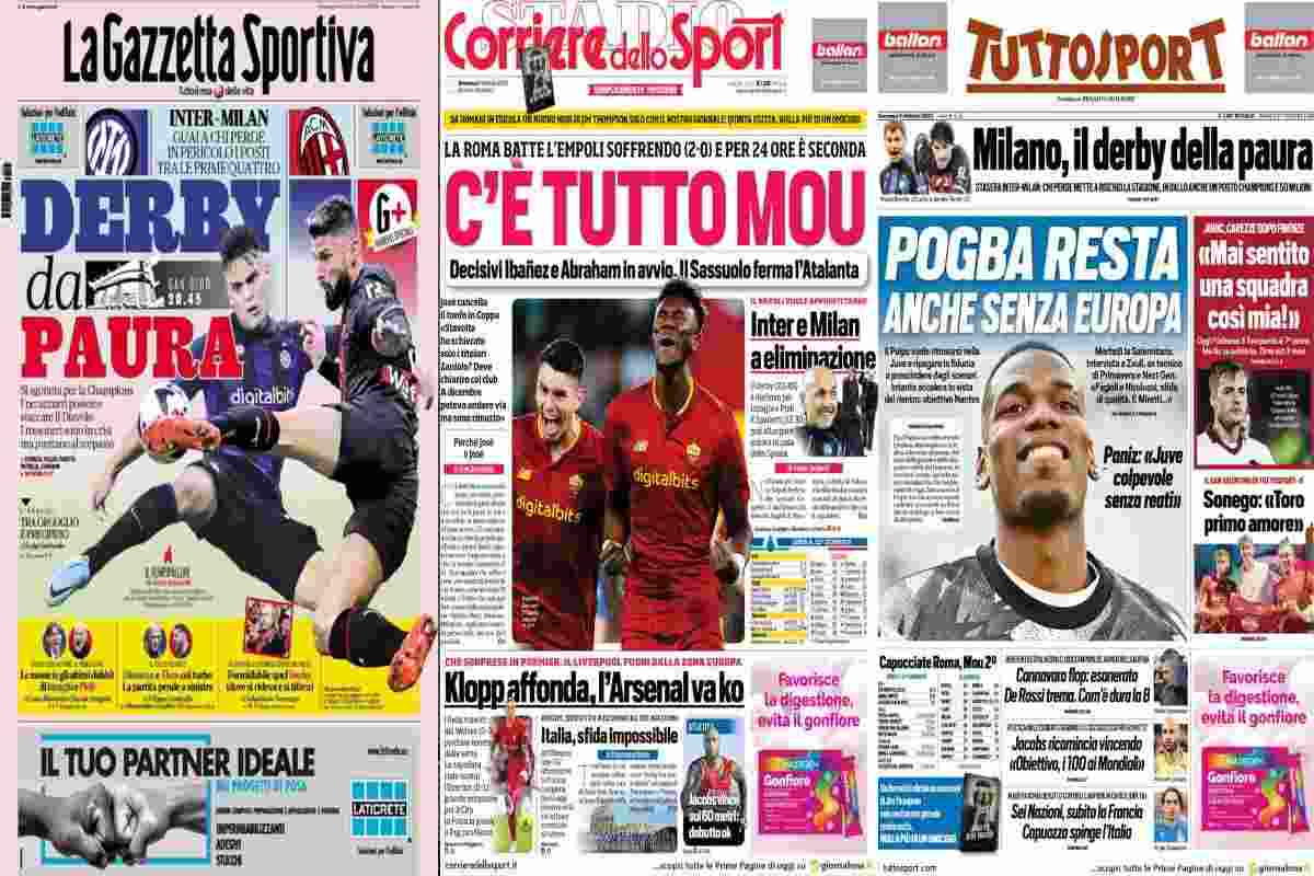 Rassegna stampa, le prime pagine dei quotidiani sportivi del 5 febbraio