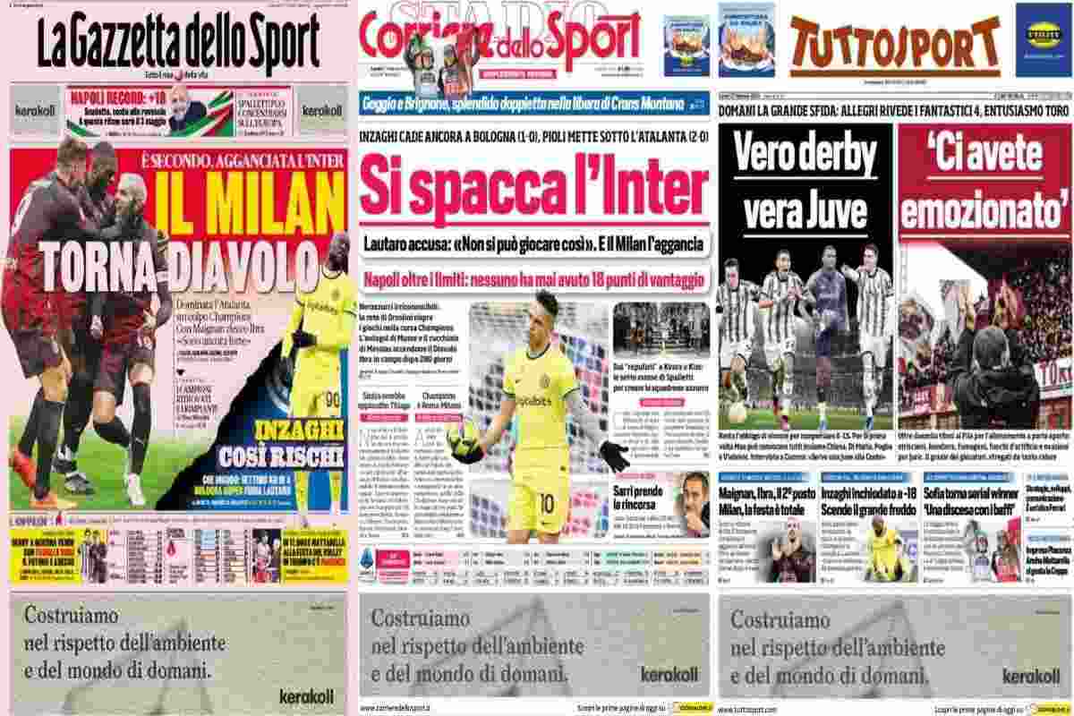 Rassegna stampa, le prime pagine dei quotidiani sportivi del 27 febbraio