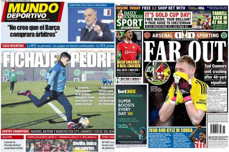Rassegna stampa, le prime pagine dei quotidiani sportivi del 17 marzo