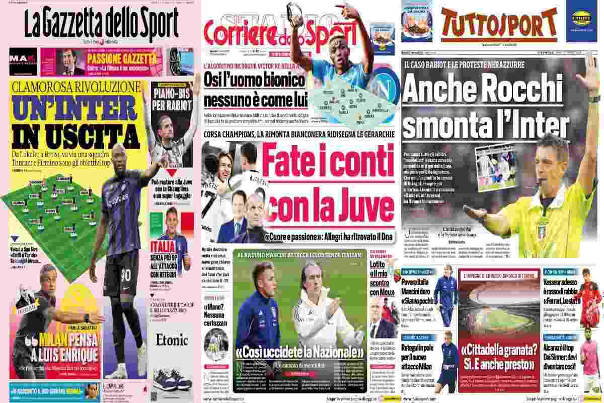 Rassegna stampa, le prime pagine dei quotidiani sportivi del 21 marzo