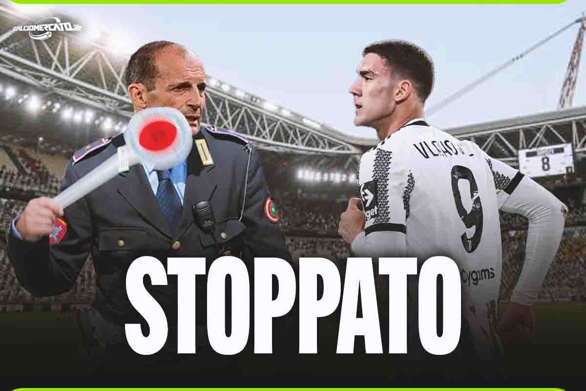 Vlahovic stoppato dalla Juventus