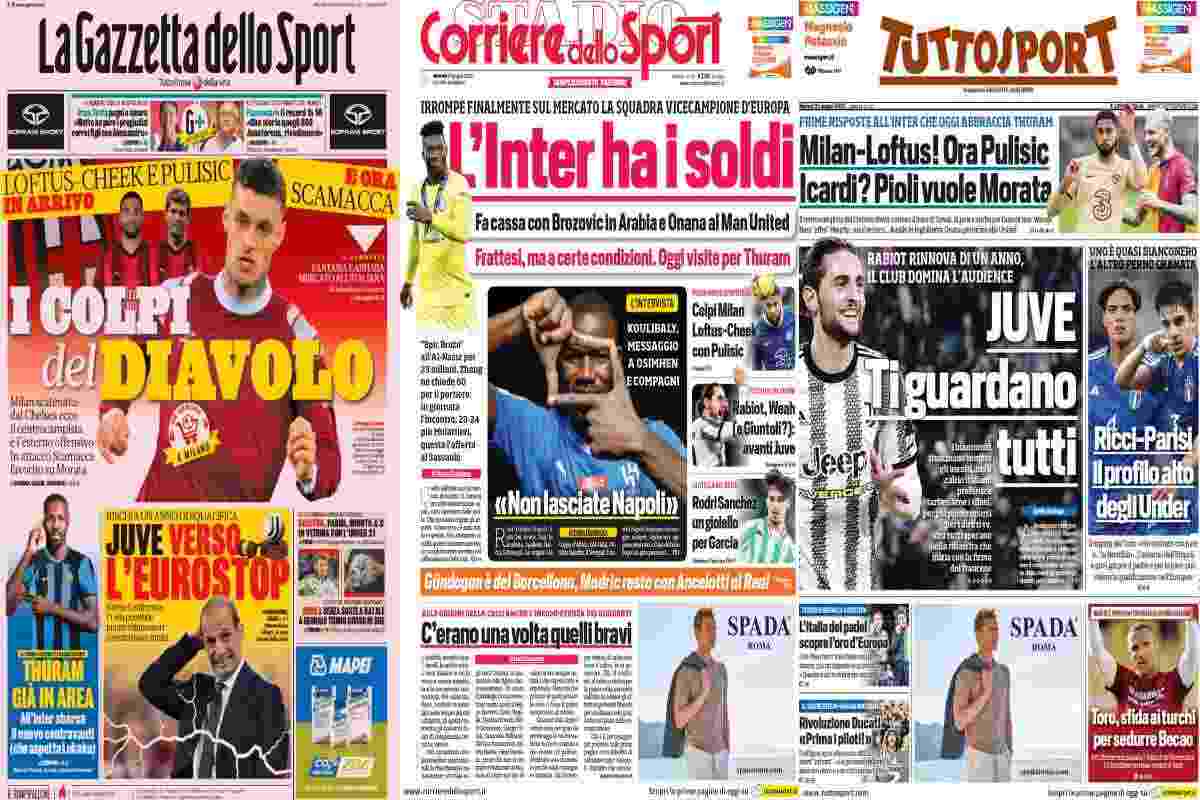 Rassegna stampa, le prime pagine dei quotidiani sportivi del 27 giugno 2023