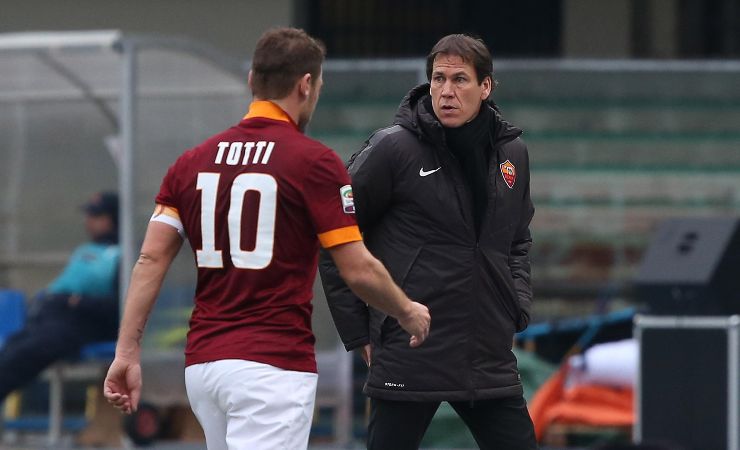 Rudi Garcia con Francesco Totti