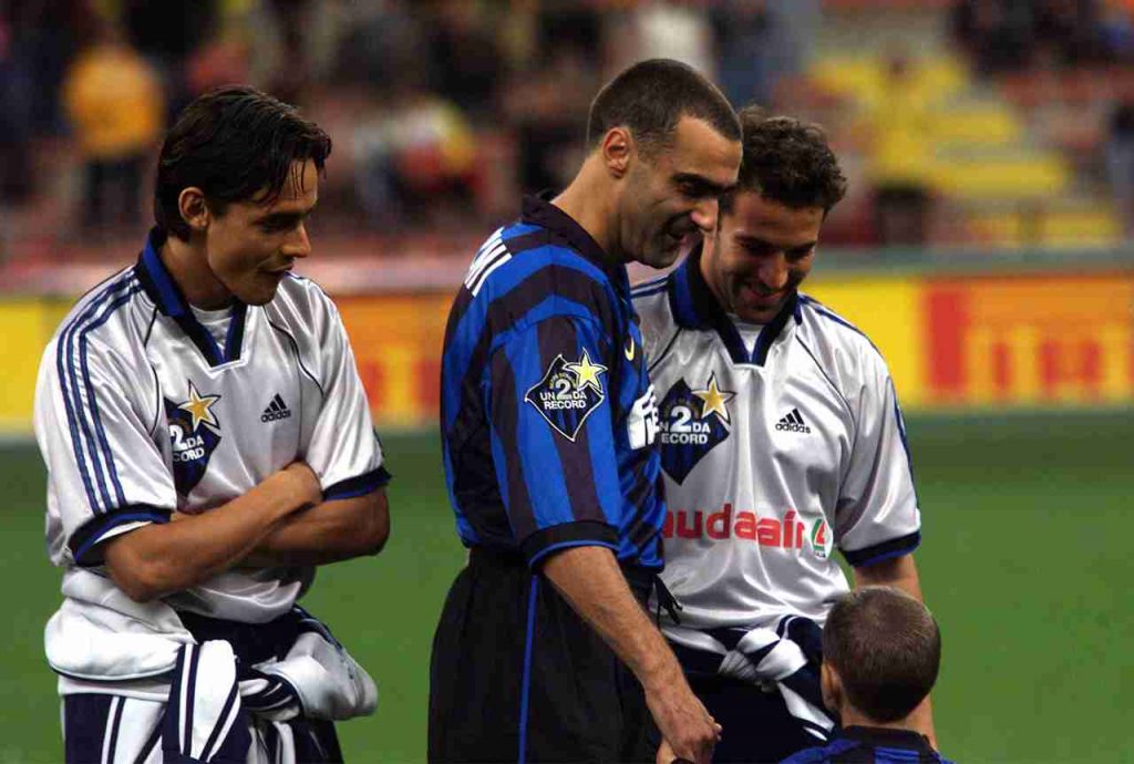 Inzaghi con Del Piero ai tempi della Juve, e Bergomi con la maglia dell'Inter