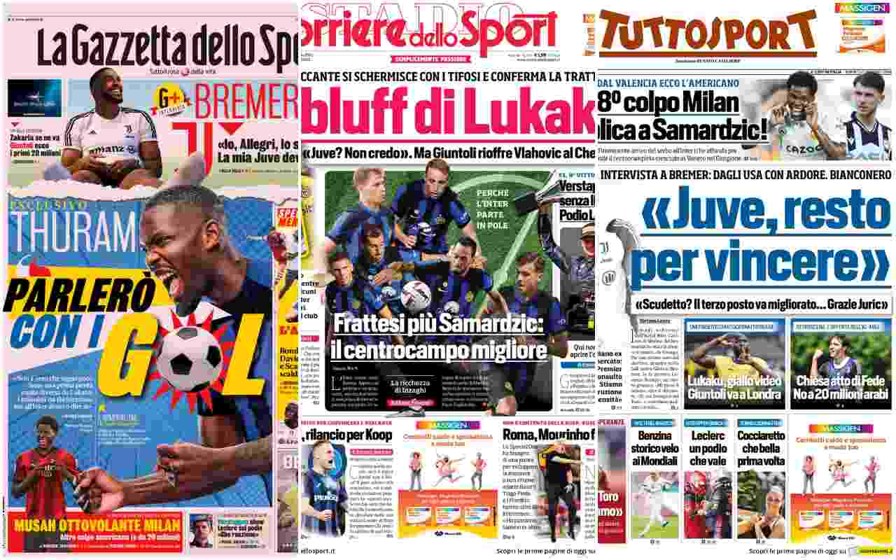 Rassegna stampa, le prime pagine dei quotidiani sportivi del 31 luglio