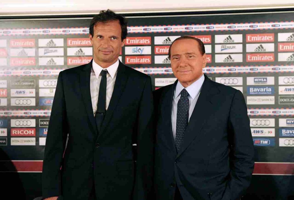 Allegri e Berlusconi all'epoca degli esordi sulla panchina rossonera