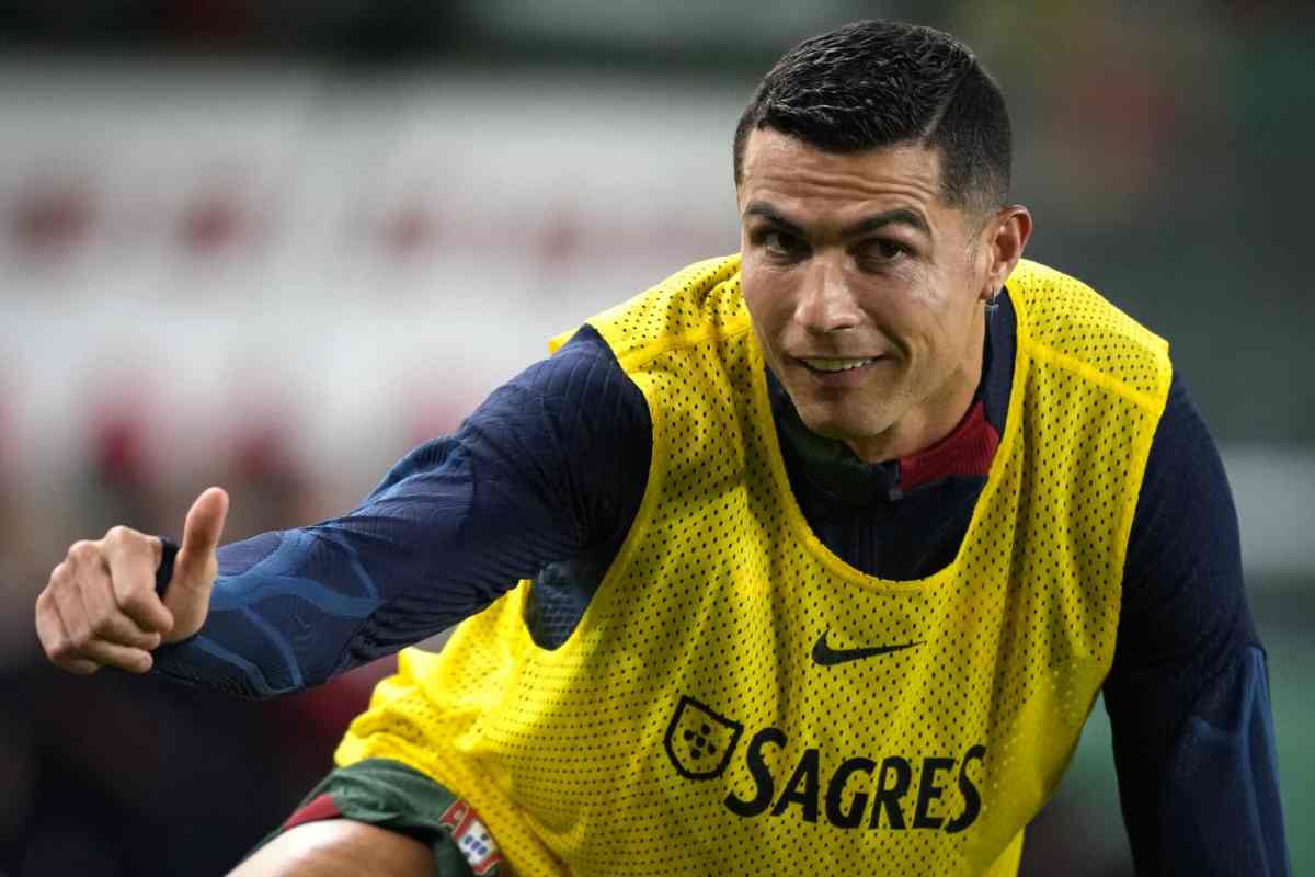 Cristiano Ronaldo durante il riscaldamento