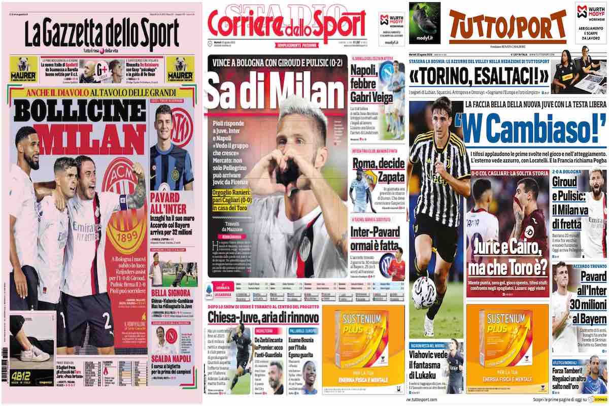 Le prime pagine del 22 agosto
