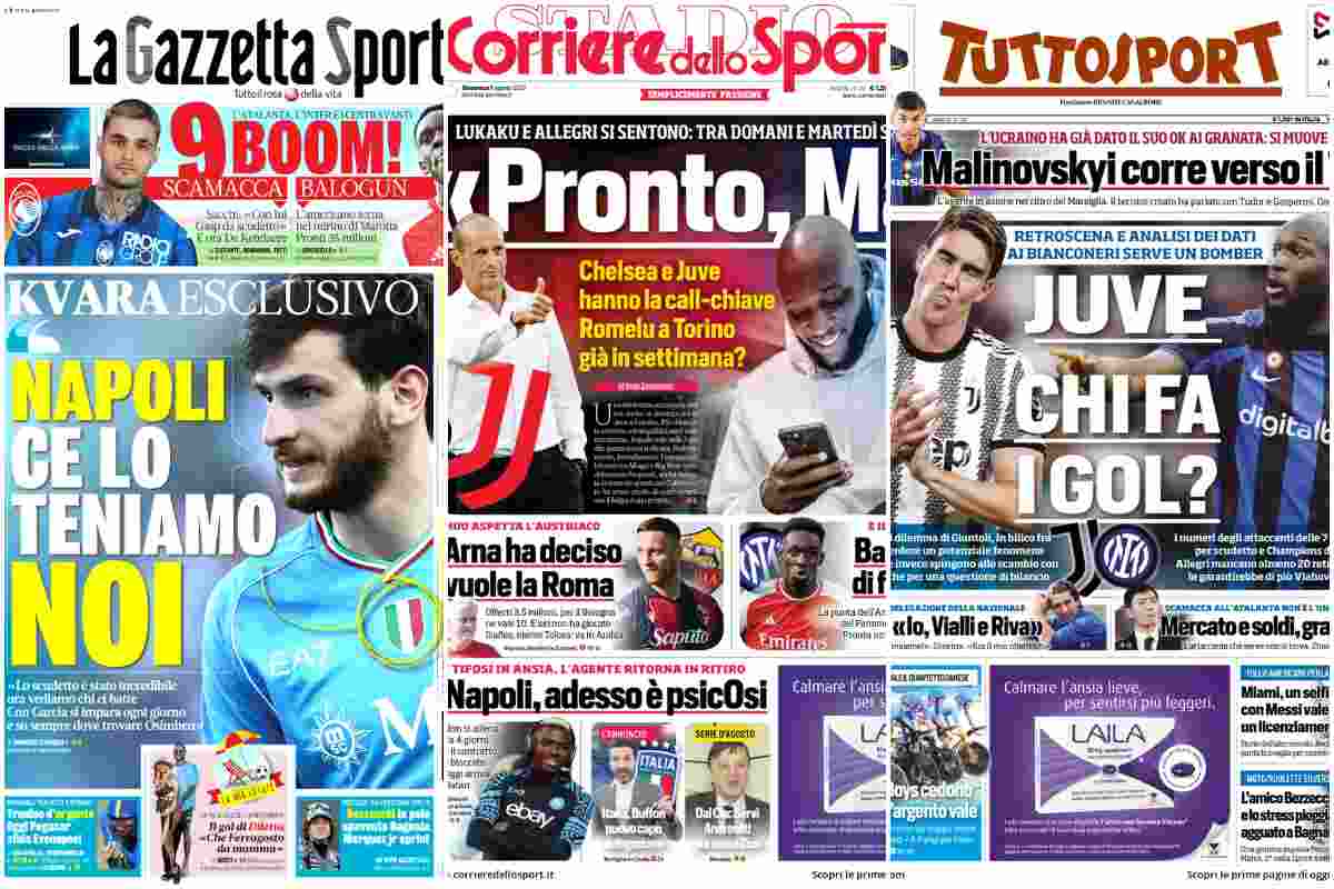 Rassegna stampa, le prime pagine dei quotidiani sportivi del 6 agosto