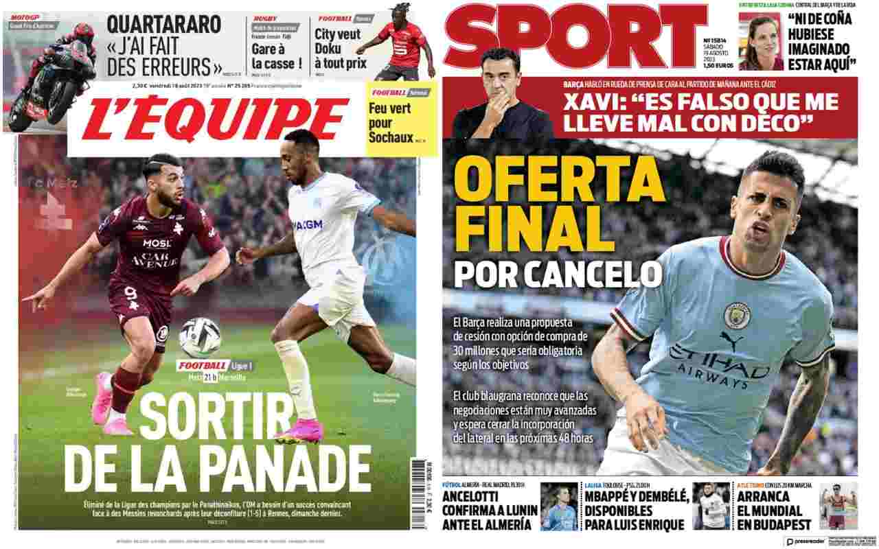 Rassegna stampa, le prime pagine dei quotidiani sportivi esteri del 19 agosto 2023