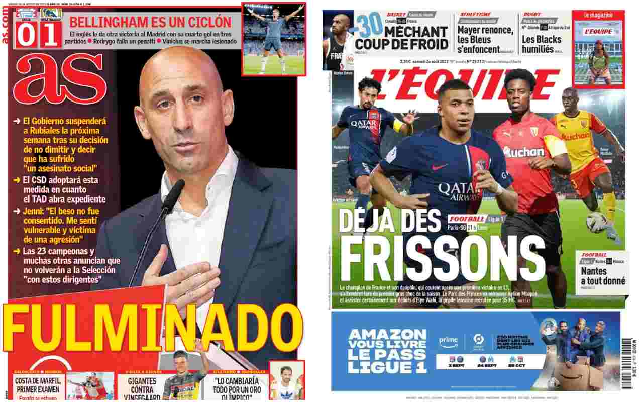 Rassegna stampa, le prime pagine dei quotidiani sportivi esteri di sabato 26 agosto 2023